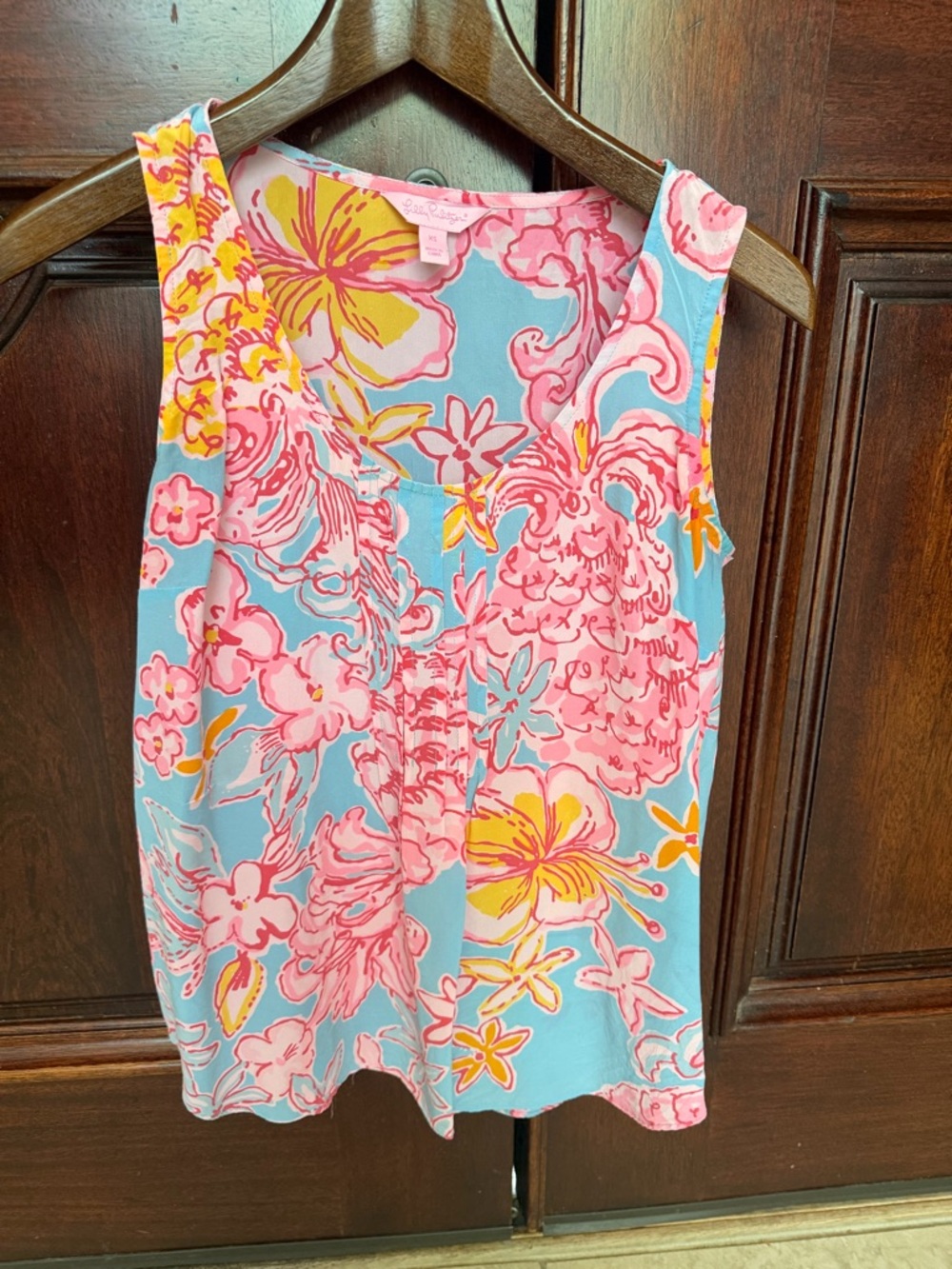 Lilly Pulitzer Pink, Blue & Yellow Floral Sleeveless Tank